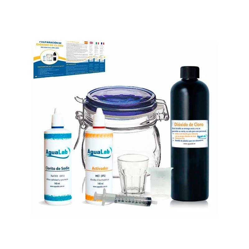 Kit Agualab Werkzeuge zur Wasseraufbereitung 1+1 Clorito Sódico al 25% + Activador Ácido Clorhídrico 4% 140 ml - 1