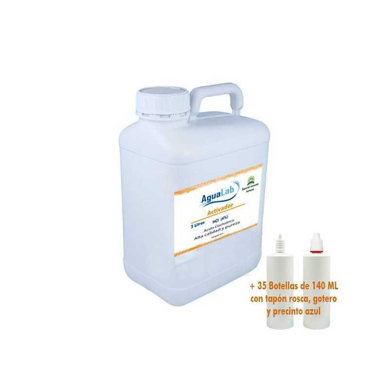 5 litres + 35 bidons de 140ML pour les grossistes - 4% d'acide chlorhydrique Agualab - 1