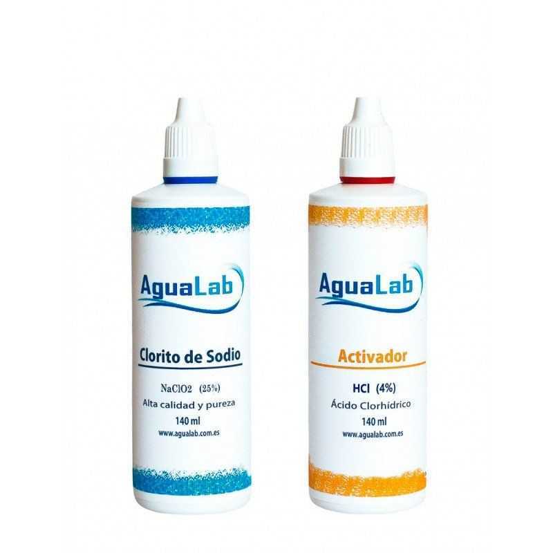 Kit Agualab Clorito Sódico al 25% + Activador Ácido Clorhídrico 4% (140 ml) Agualab - 1