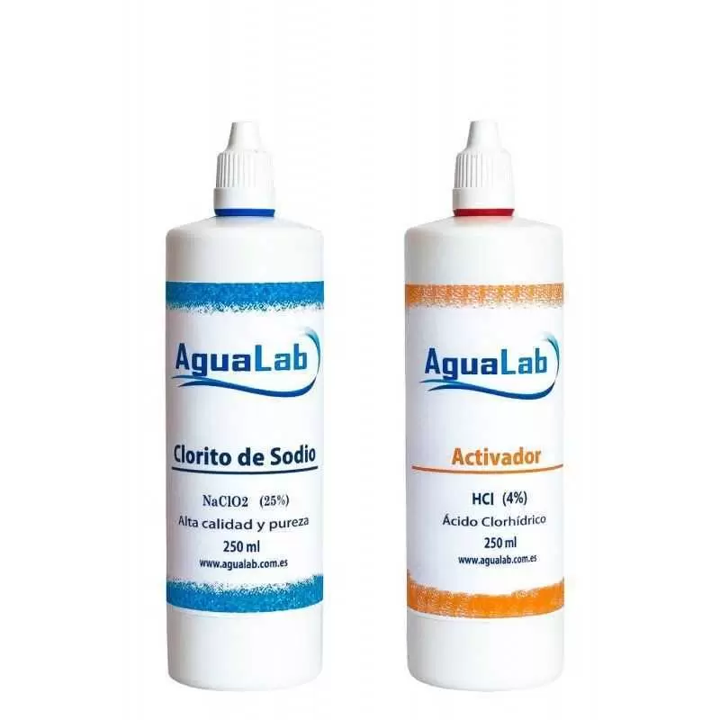 Kit Agualab Clorito de Sódio 25% + Ativador de Ácido Clorídrico 4% (250 ml) Agualab - 1 Kit Agualab Clorito de Sódio 25% + Ativador de Ácido Clorídrico 4% (250 ml) Agualab - 1